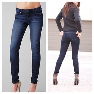 Paige Petite: Blue Heights Low Rise Skinny Leg 27